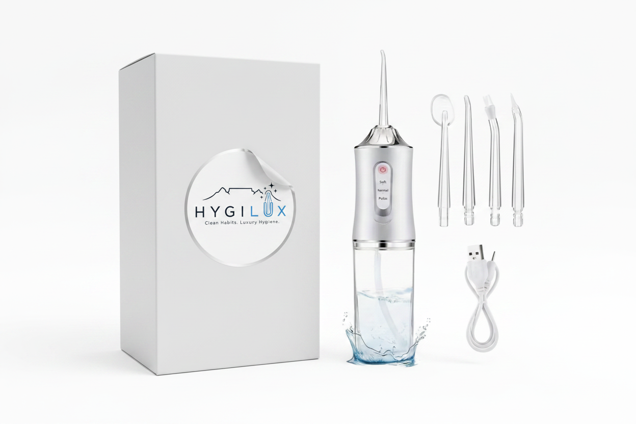 Hygilux Electric Flosser Packaging Mockup